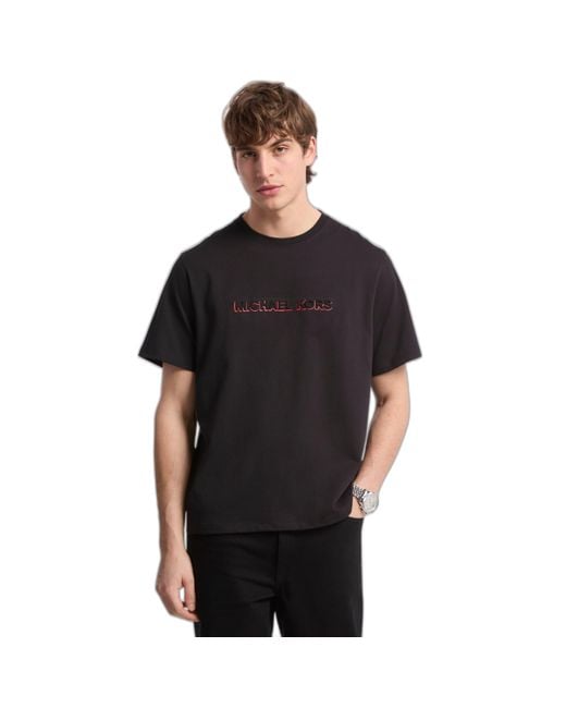 Michael Kors Black Embossed Shadow Logo Tee for men
