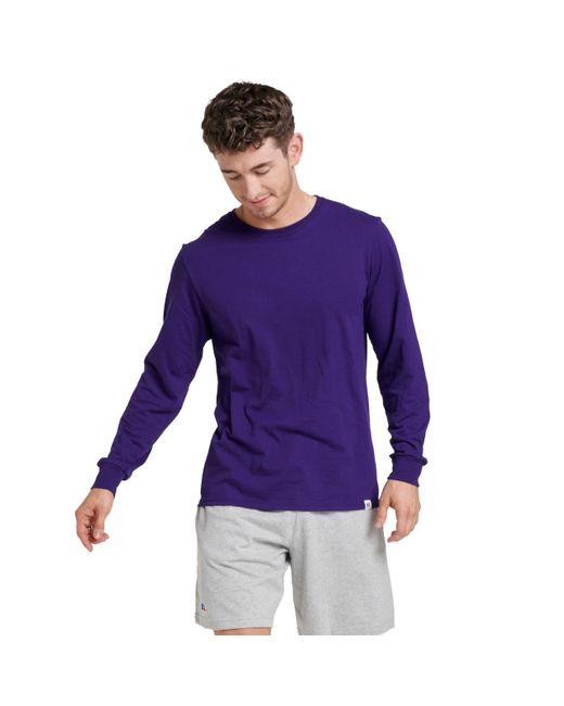 Russell Purple S Dri-power Cotton Blend Long Sleeve Tees for men