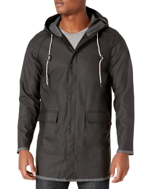 Levi's Rubberized Pu Hooded Rain Parka Jacket in Black for Men - Lyst