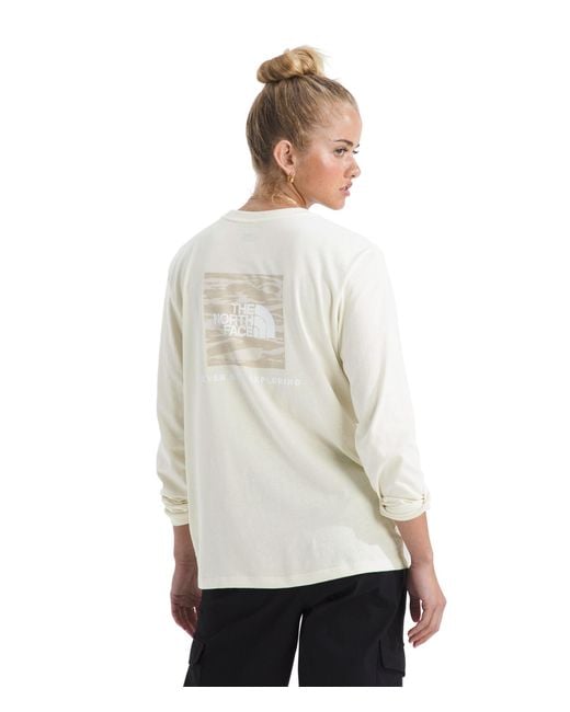 The North Face White Evolution Box Nse Fill Light Long-sleeve Tee | Regular Fit Cotton Shirt With Logo Graphic