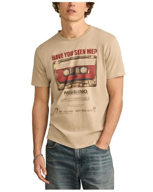 Lucky Brand Blue Missing Cassette Tape Graphic T-Shirt for men