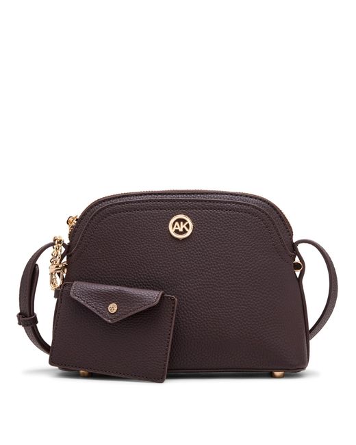 Anne Klein Brown S Dome Crossbody With Detachable Card Case