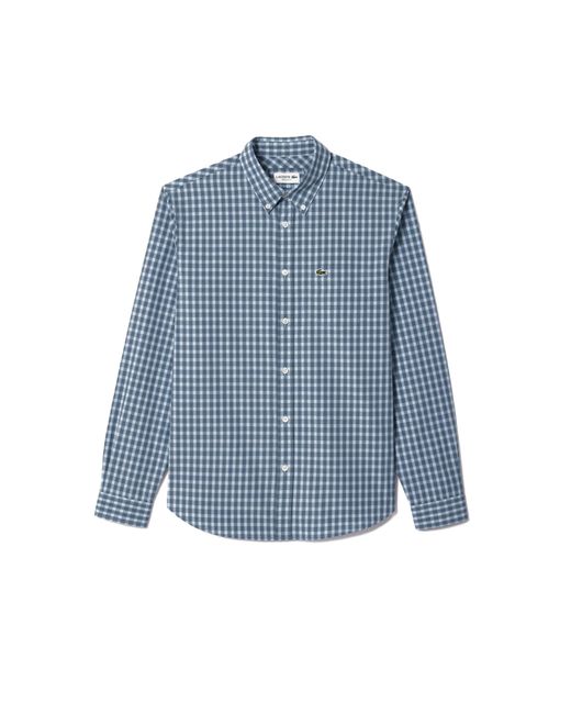 Lacoste Blue Long Sleeve Regular Fit Plaid Casual Button Down Shirt for men