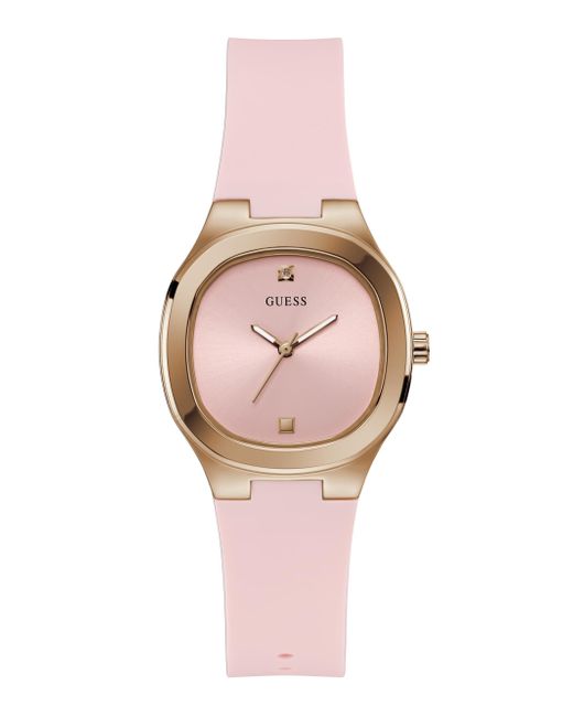 Guess Pink Strap Pink Dial Rose Gold Tone