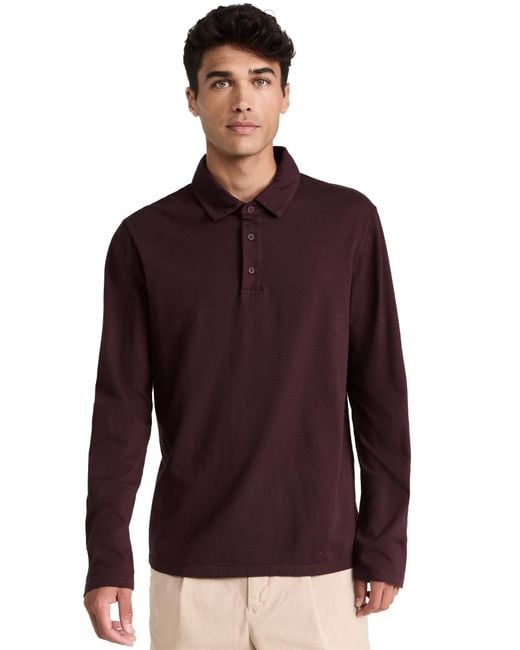 Vince Red S Garment Dye L/s Polo Shirt for men