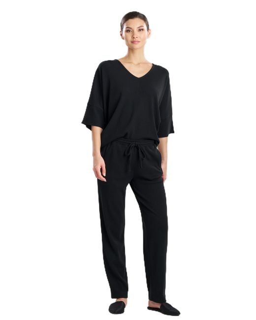 Natori Black Tranquility-waffle Tapered Pants Inseam 29"