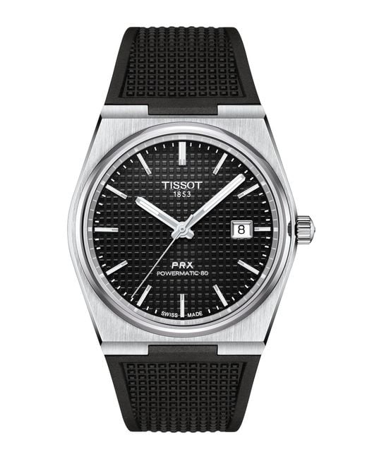 Tissot Black S Prx Powermatic 80 316l Stainless Steel Case Automatic Watches for men