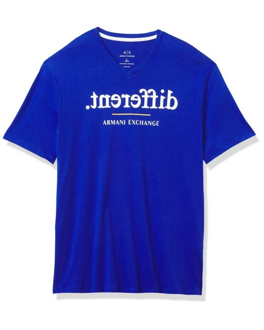 Emporio Armani Blue A | X Armani Exchange Backwards Graphic T-shirt for men