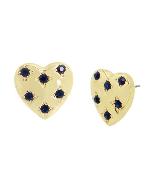 Steve Madden Metallic S Stone Heart Stud Earrings