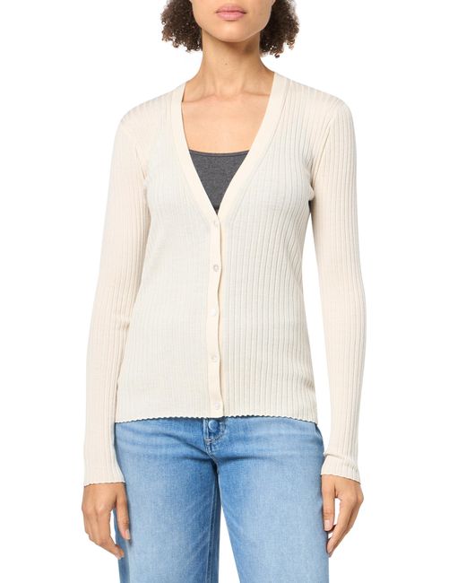 Theory White Wide Ribbed Cardigan
