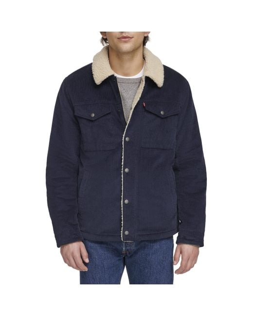 Levi's Blue Corduroy Sherpa Lined Trucker Jacket for men