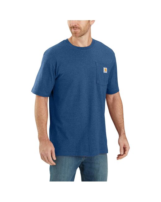 Carhartt Blue Loose Fit Heavyweight Short-sleeve Pocket T-shirt Closeout for men