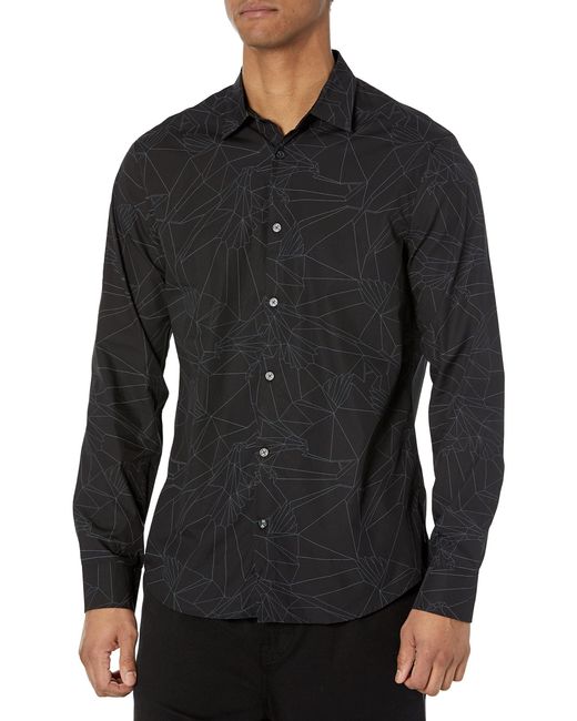 Emporio Armani Black A | X Armani Exchange Popeline Button Down Long Sleeve Shirt for men