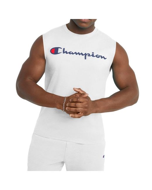 Champion White Classic Jersey Muscle Tee for men