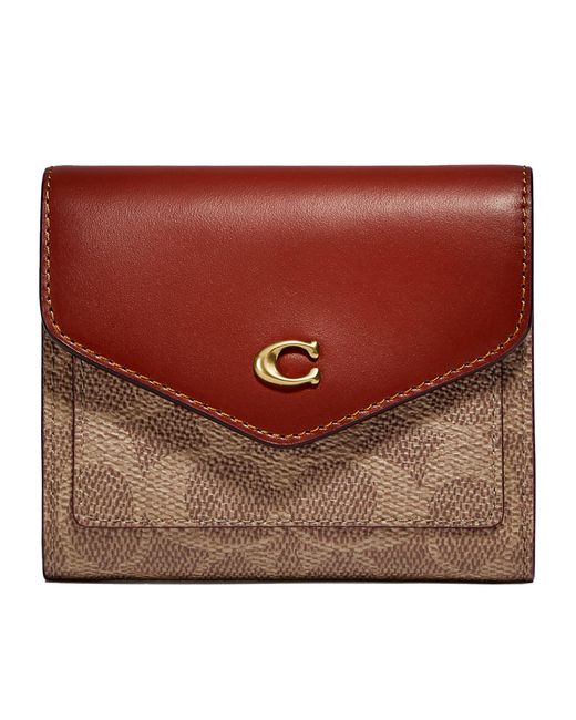 COACH Red Color-block Coated Canvas Signature Wyn Small Wallet