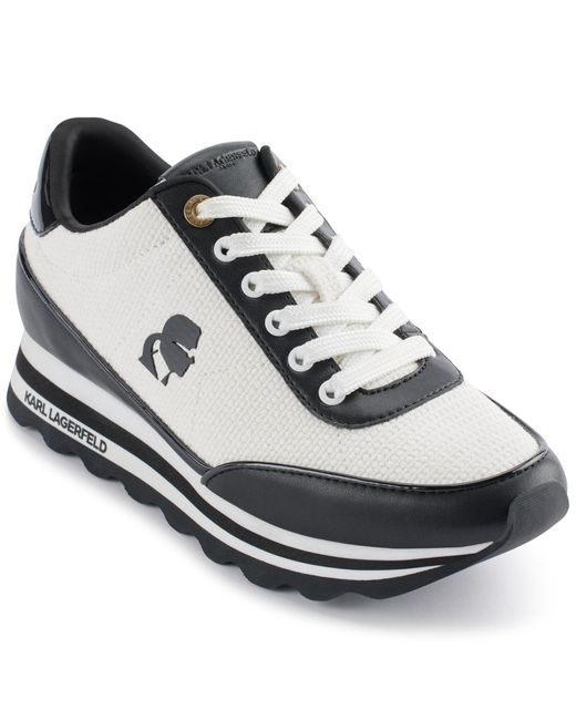 Karl Lagerfeld White Paris Cushioned Insole Everyday Maico-lace Up Sneaker