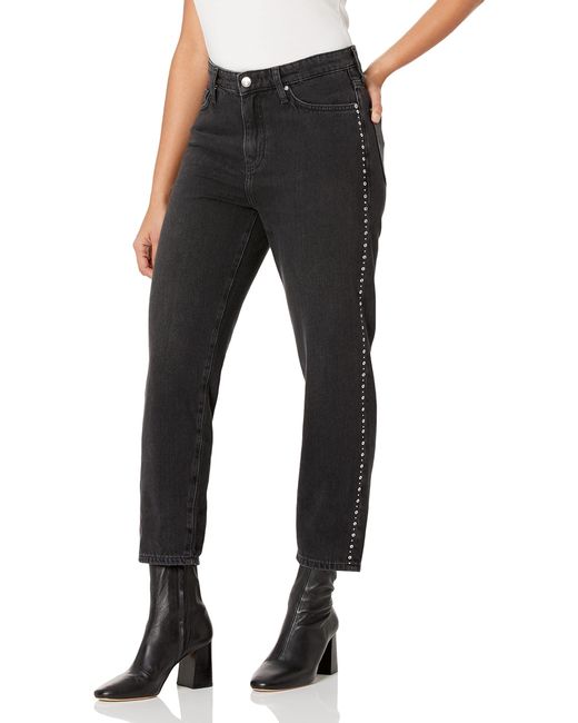 Emporio Armani Black A|x Armani Exchange Womens Embellished Cropped Boyfriend Denim Pants Jeans