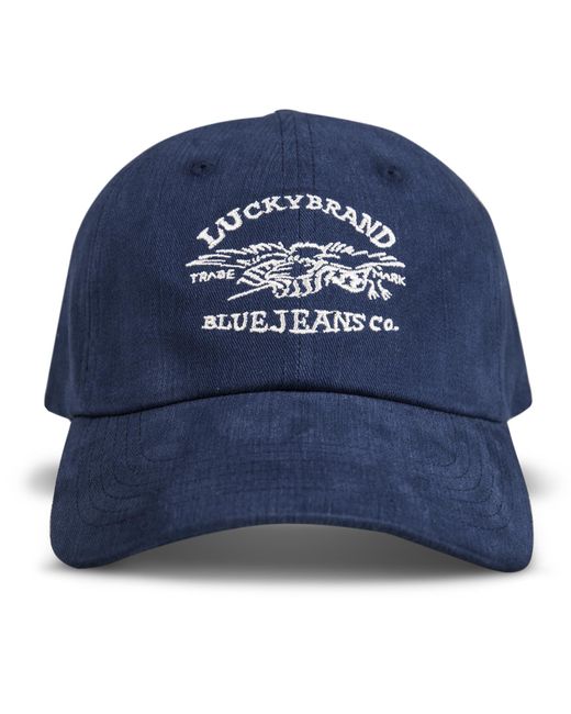 Lucky Brand Blue Cotton Embroidered Baseball Cap With Adjustable Straps For And