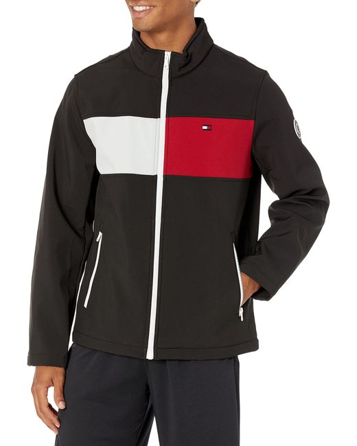 Tommy Hilfiger Black Retro Sport Soft Shell Jacket for men