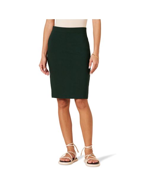 Amazon Essentials Black Ponte Pull-on Above The Knee Fitted Pencil Skirt