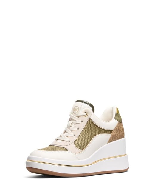 Michael Kors White Emmy Wedge Trainer