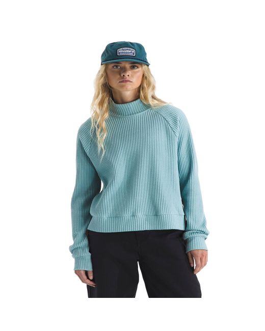 The North Face Blue Long Sleeve Mock Neck Chabot Shirt | Cotton Thermal Shirt With Raglan Sleeves & Funnel Neck