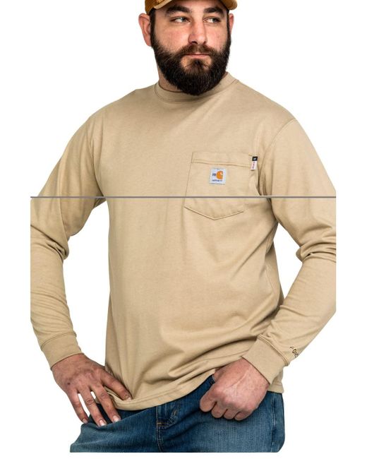 Carhartt Natural Mens Flame Resistant Force Cotton Long Sleeve Shirt for men