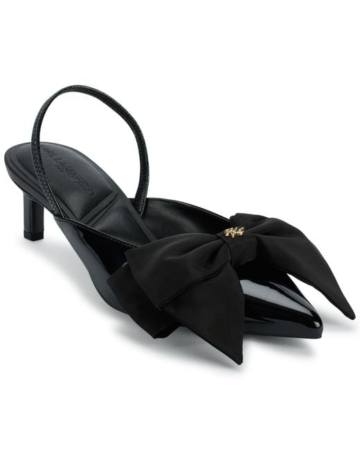 Karl Lagerfeld Black Paris Sharla Bow Everyday Mule Heeled Sandal