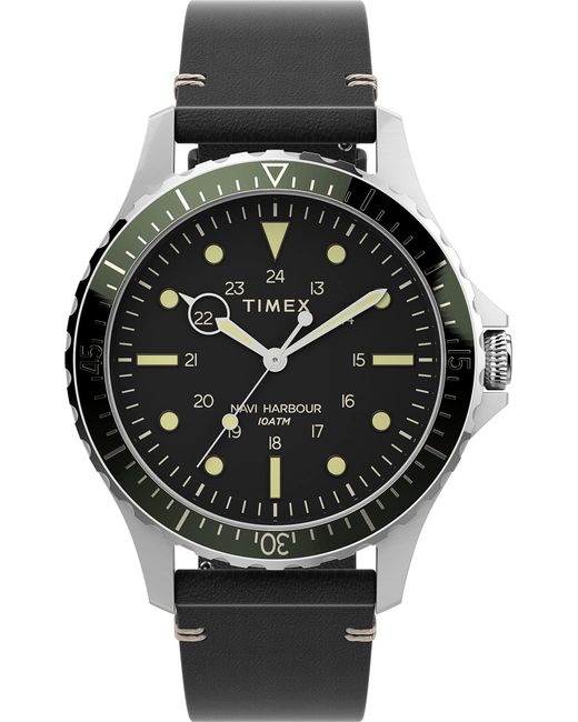 Timex Navi Xl 41mm Watch – Stainless Steel Case Black Dial Green Top ...