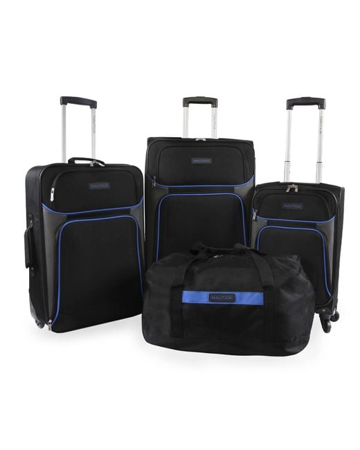 Nautica Black Seascape Collection 4pc Softside Luggage Set