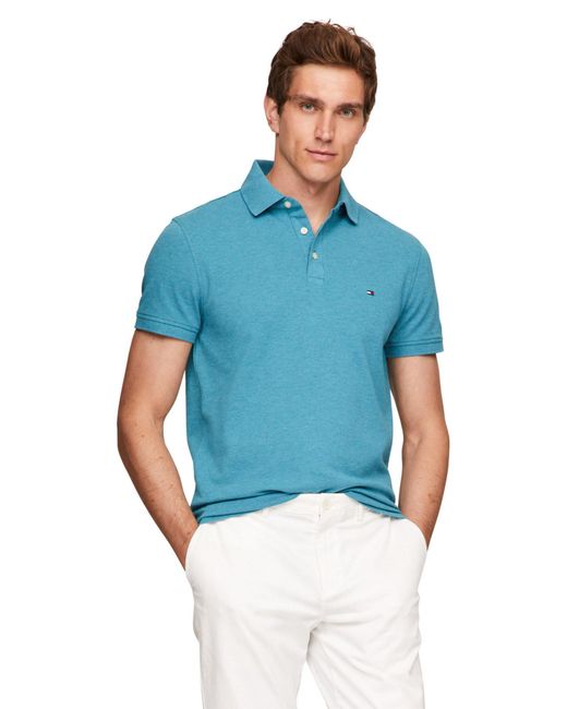 Tommy Hilfiger Poloshirts Kurzarm in Regular Fit mit Stretch und Bio-Piqué-Baumwolle in Blue für Herren