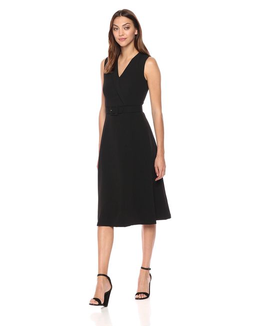 calvin klein black fit and flare dress