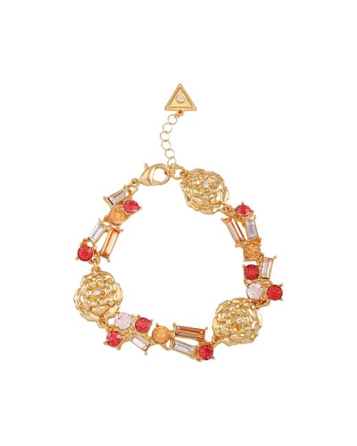 Guess Metallic Goldtone Light Peach Glass Crystal Line Bracelet