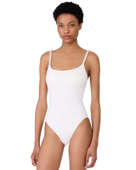 Kate Spade White Standard String Of Peals One Piece Swimsuit Ivory