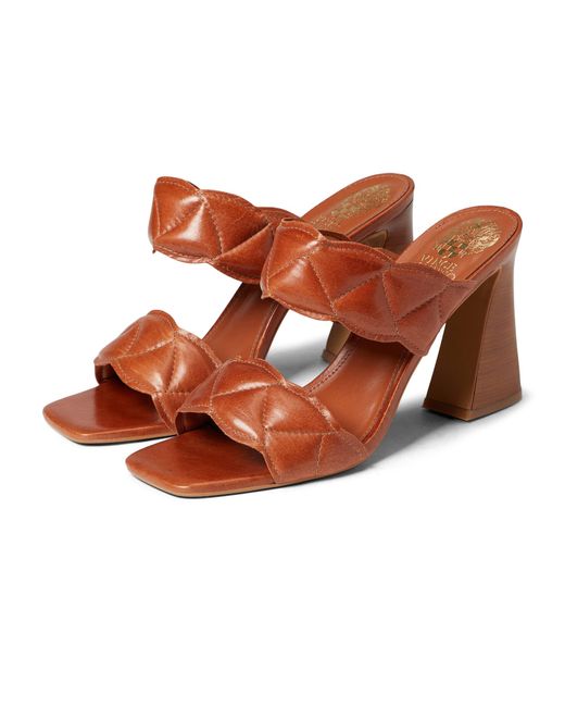 Vince Camuto Leather Renneya Two-strap High Heel Sandal Heeled in Brown - Lyst