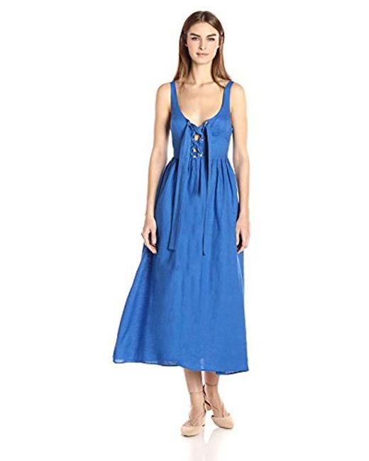 Mara Hoffman Blue Lace Up Midi Dress