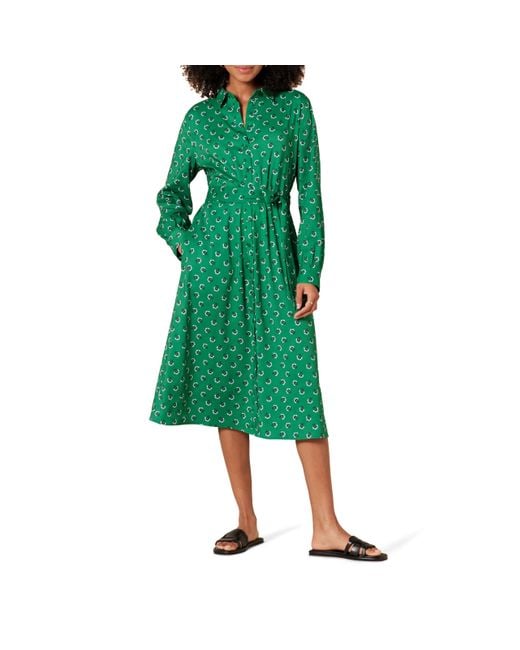 Amazon Essentials Green Georgette Long Sleeve Midi Length Shirt Dress