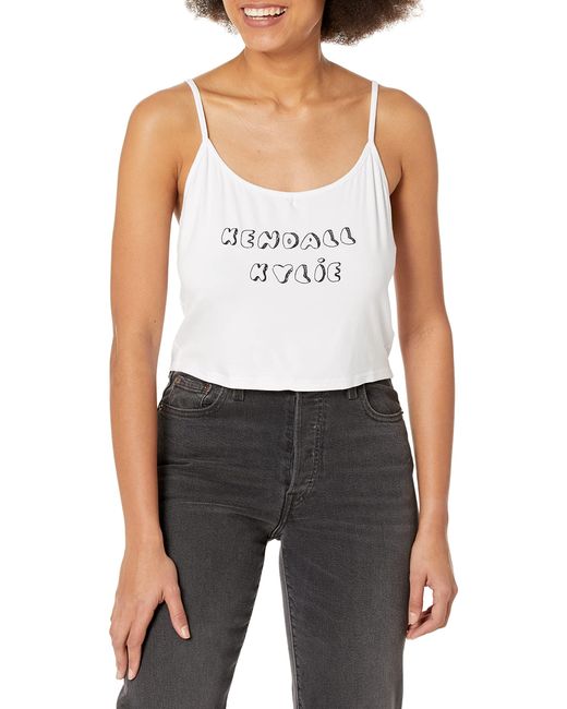 Kendall + Kylie Kendall + Kylie Cropped Tank in White | Lyst