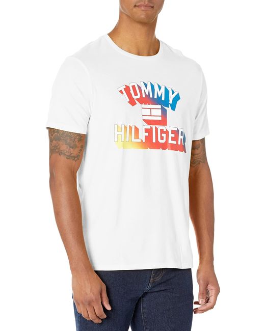 Tommy Hilfiger White Mens Short Sleeve Graphic T Shirt for men