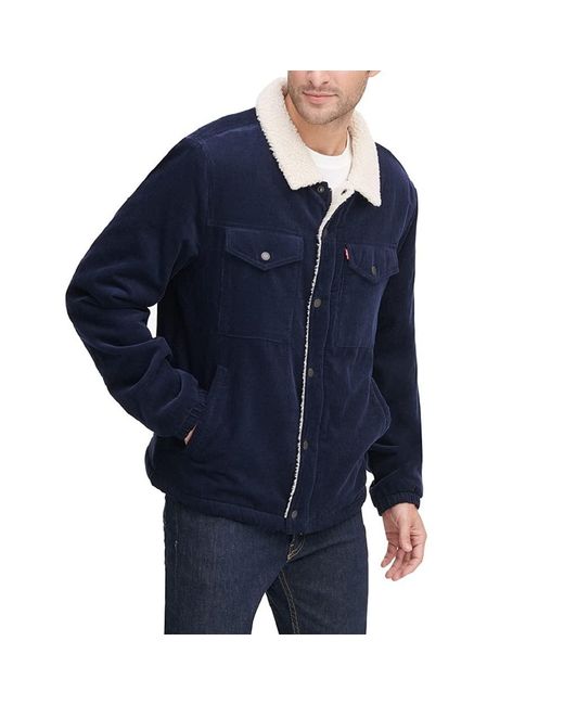 Levi's Corduroy Sherpa Lined Trucker Jacket in Navy (Blue) for Men - Save  55% - Lyst
