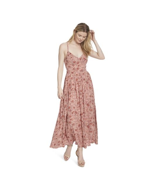 Jessica Simpson Pink Clia Sweetheart Neck Spaghettie Strap Maxi Dress With Tie Back Detailing Standard