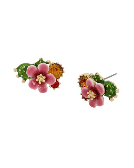 Betsey Johnson Red S Tropical Flower Cluster Earrings
