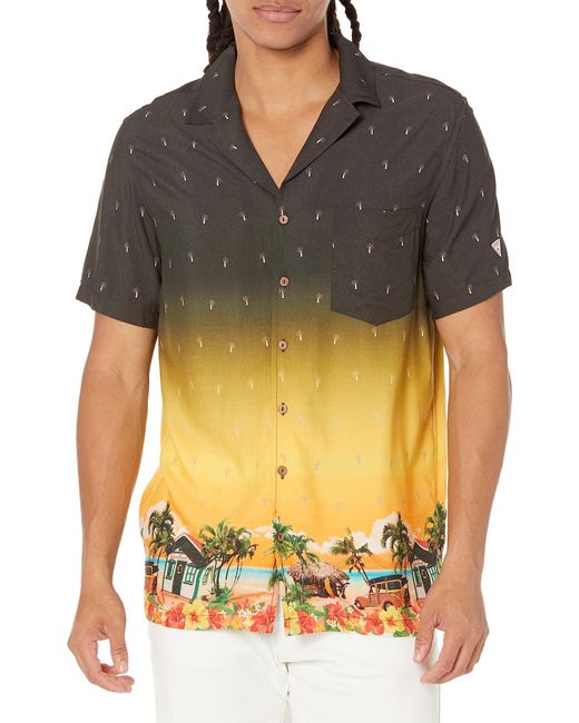 Camicia hawaiana a maniche corte da uomo di Guess in Multicolor da Uomo