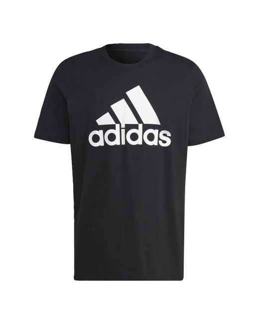Adidas Black Tall Size Essentials Single Jersey Big Logo T-shirt for men
