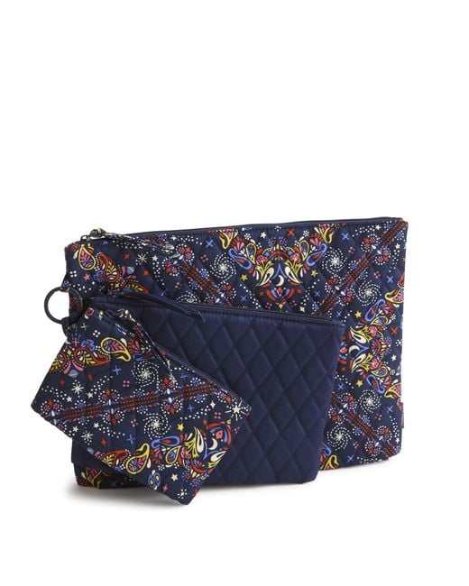 Vera Bradley Blue Premium Cotton 3 Pouch Organizer Set