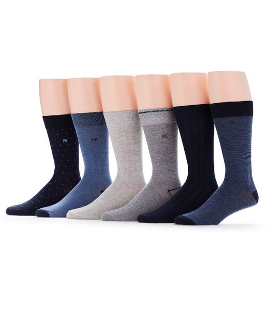 Perry Ellis Blue 6 Pack Pindot Casual Dress Socks for men