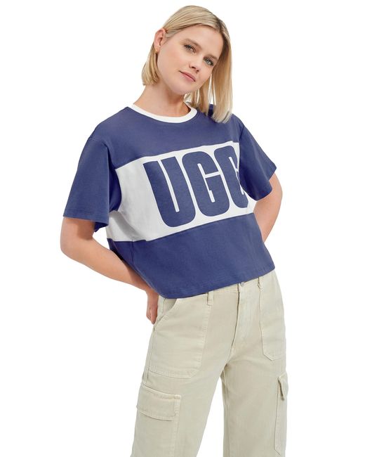 Ugg Blue Jordene Colorblocked Logo Tee Shirt