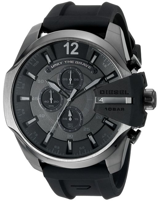 DIESEL Black Mega Chief Quartz Stainless Steel And Silcone Chronograph Watch