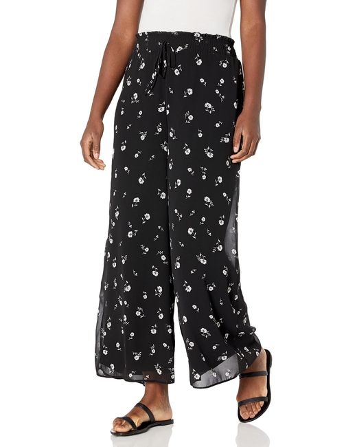 Kensie Black Scattered Blossoms Chiffon Pant
