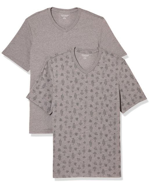 2-Pack Regular-Fit Short-Sleeve V-Neck T-Shirt di Amazon Essentials in Gray da Uomo